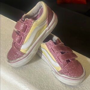 Vans Pink Glitter Sneakers with Velcro Straps (comes with box)